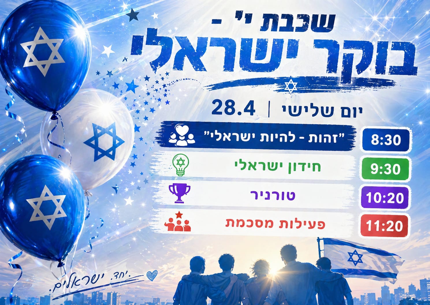 בוקר זהות ישראלית בשכבת י'